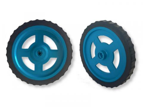 Blue thin robot wheel 7 x 1.25 inches